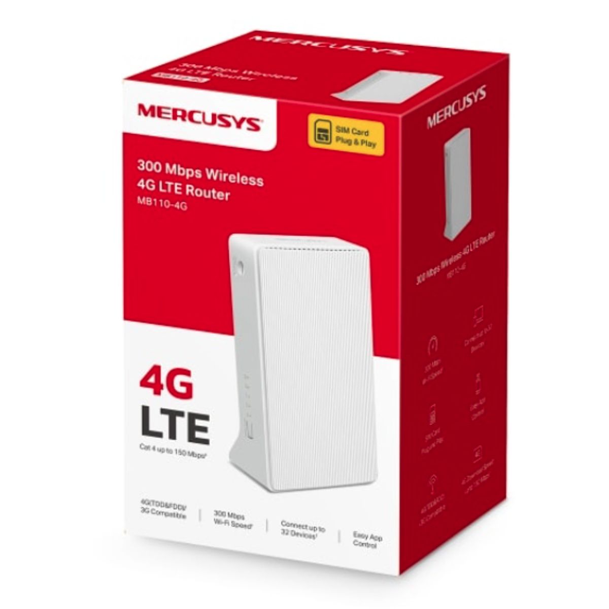 MERCUSYS - Router Inalámbrico 4G LTE 300Mbps MB110-4G Mercusys