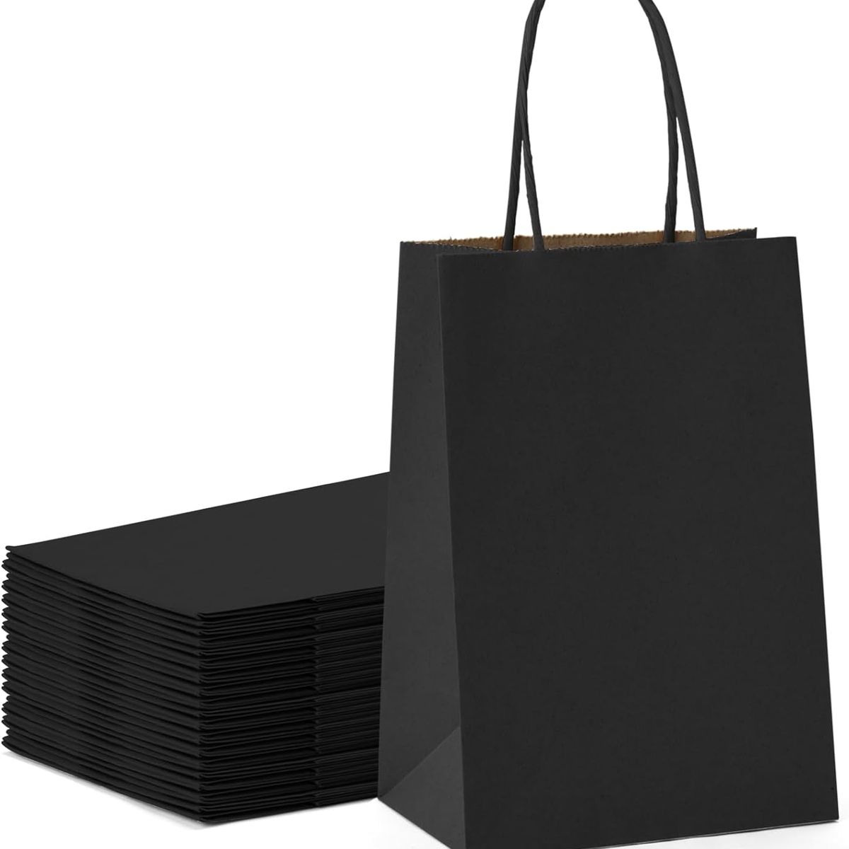 GENERICO - Bolsas De Papel Kraft Negro 22x25 Con Manillas 50 Unidades