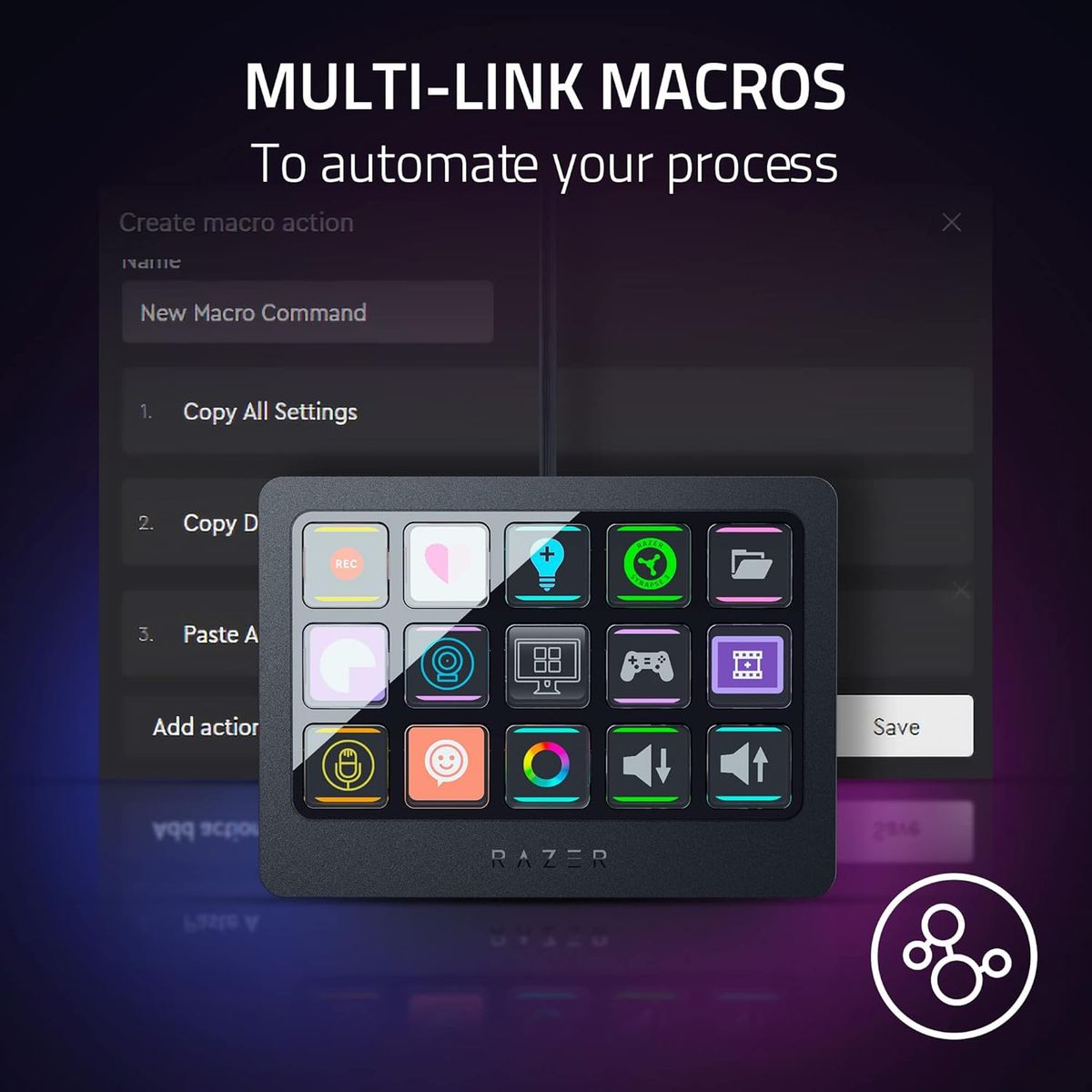 RAZER - Controladora Streaming Razer Stream Controller X, 15 Botones