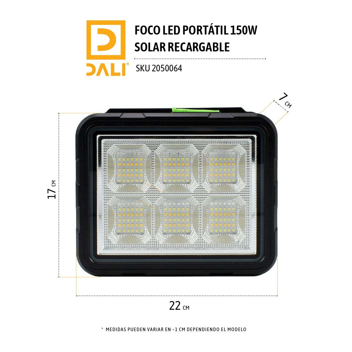 DALI - FOCO LED PORTÁTIL 150W SOLAR RECARGABLE