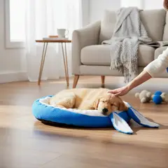 BLOCCARE - Cama Para Mascotas Con Orejas Conejo - Talla L AZUL