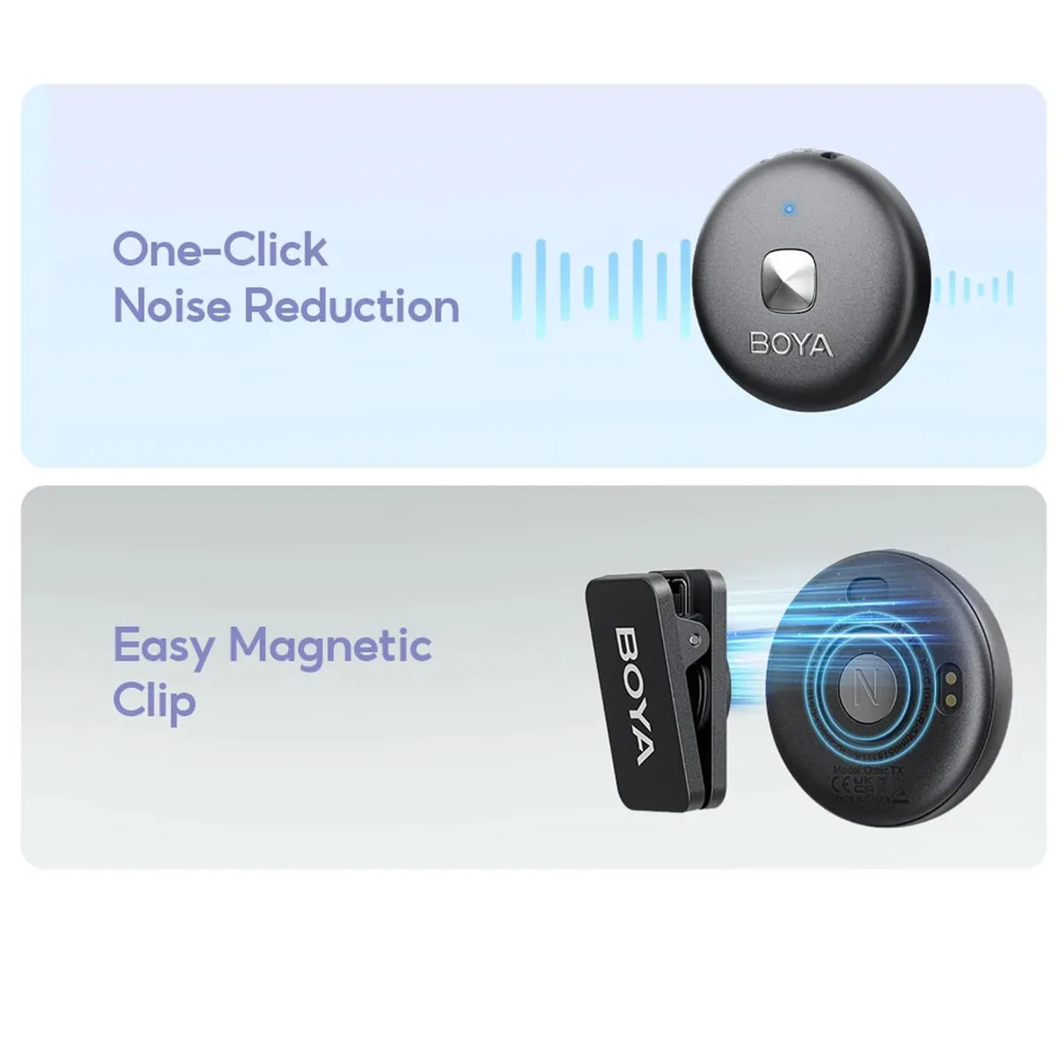 BOYA - Microfono Inalámbrico Boya Omicu Usbc Con Fijacion Y Estuche de carga