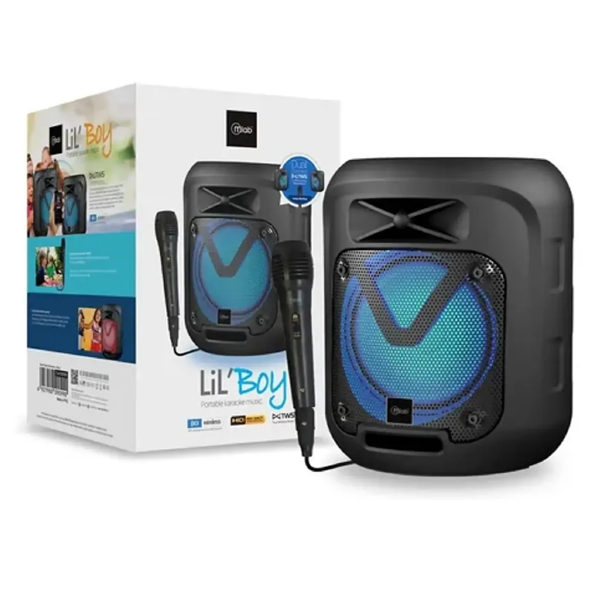 MICROLAB - Parlante Mlab Lilboy Portable Karaoke Tws Bluetooth Negro Colores RGB