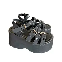 HERIEL - Sandalia Negra Plataforma Mujer