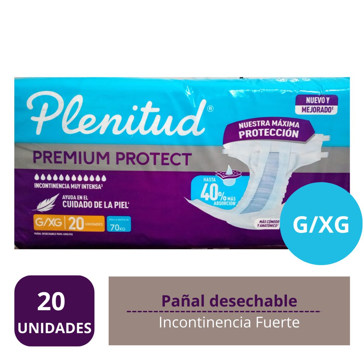 PLENITUD - Pañales Adulto Plenitud Protect 2 Paq Talla G/xg