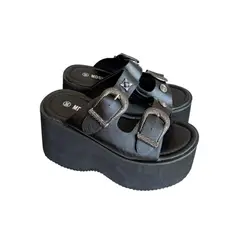 HERIEL - Sandalia Negra Plataforma Mujer