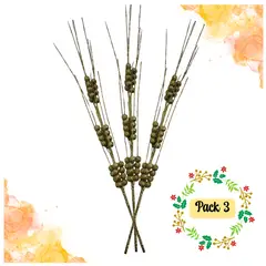EKOL TACTICA MILITAR - Pack 3 Ramas De Navidad Bayas Dorado Con Tallo De Acebo Navideño 65 cm