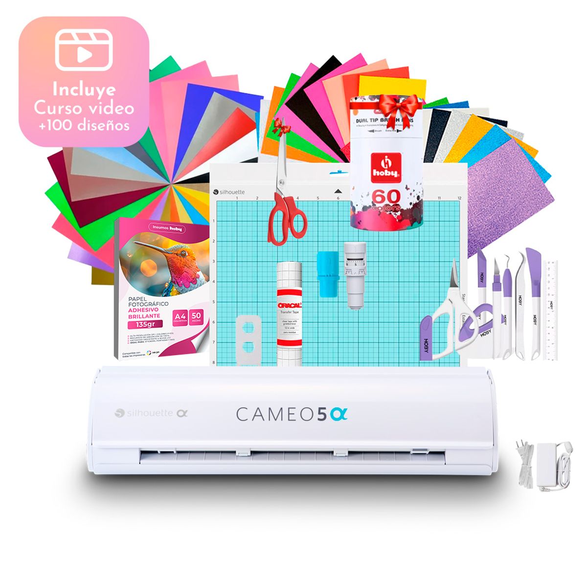 SILHOUETTE - Kit Silhouette Cameo 5 Alpha + Full Insumos Y Regalos