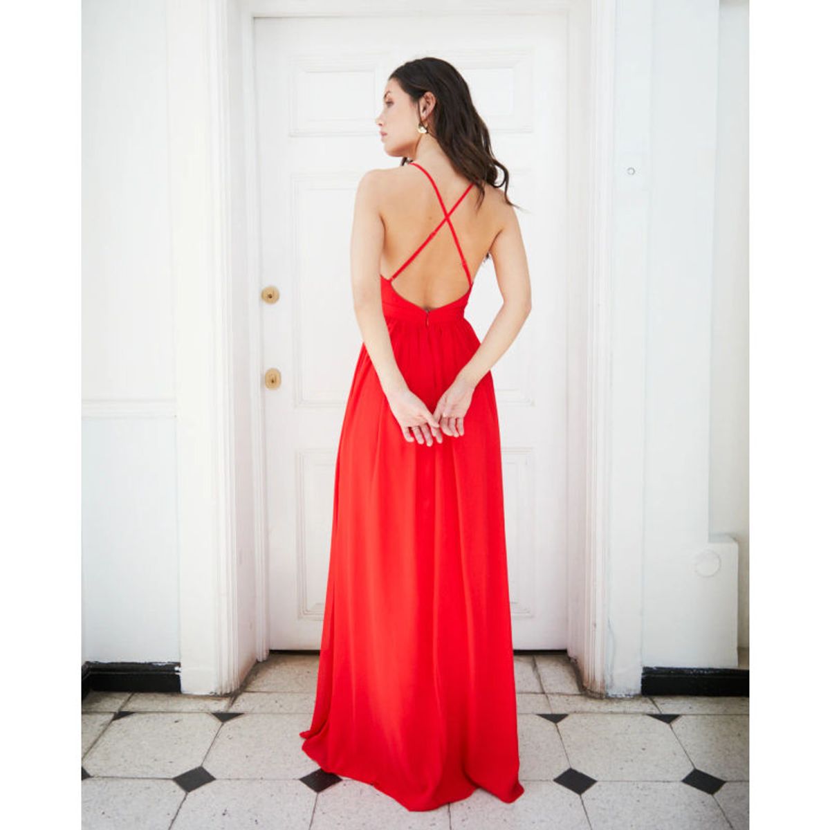 MI PLACARD - Vestido Largo de Fiesta Laura Gasa Rojo