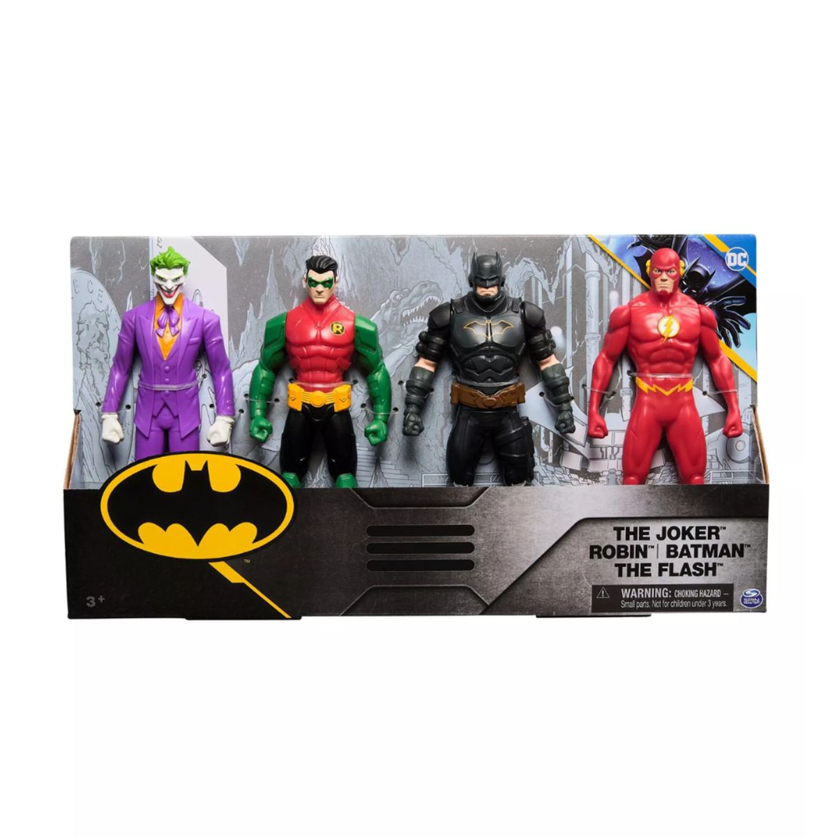 SPIN MASTER - Set 4 Figuras de Acción Comics Dc - Batman, Robin, Flash y Joker
