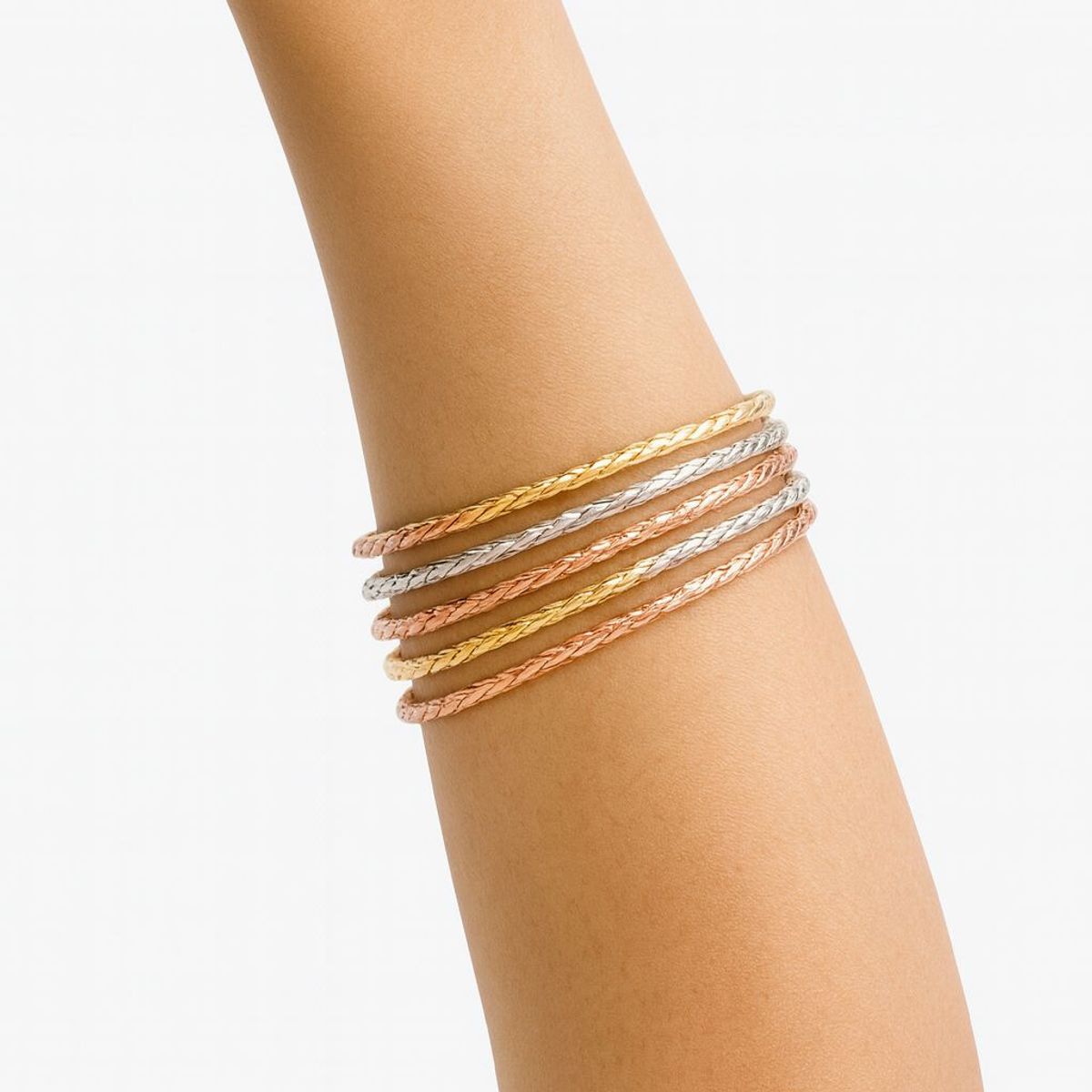 JOYAS LANDEROS - Pulsera 7 Esclavas 3 Oros Enchapada en oro de 18k 65mm Diámetro