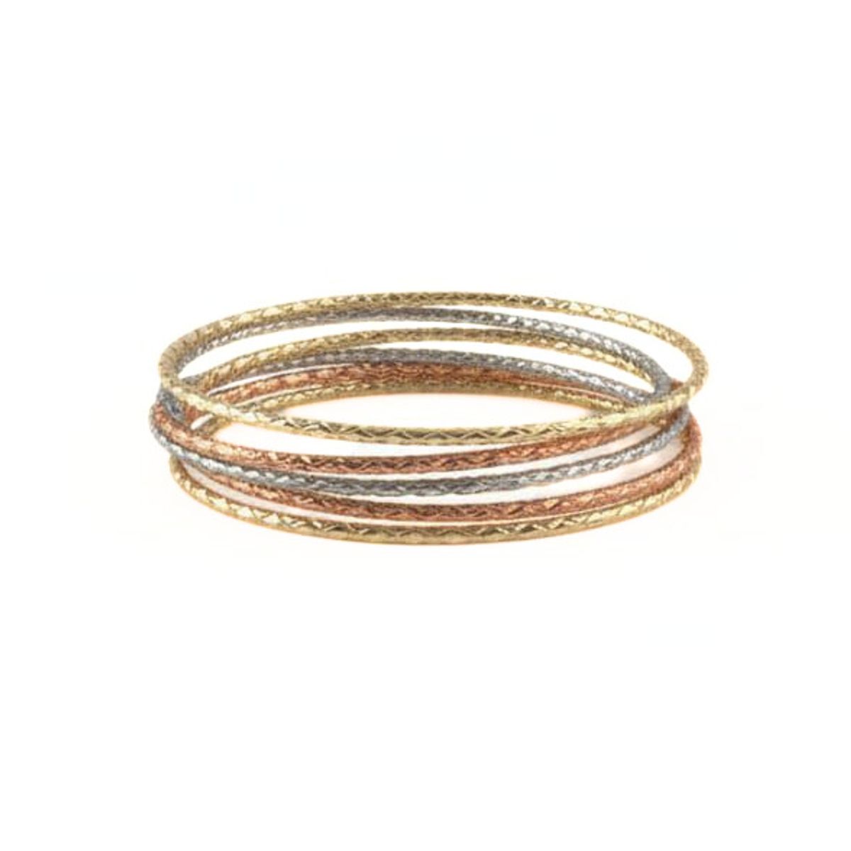 JOYAS LANDEROS - Pulsera 7 Esclavas 3 Oros Enchapada en oro de 18k 65mm Diámetro