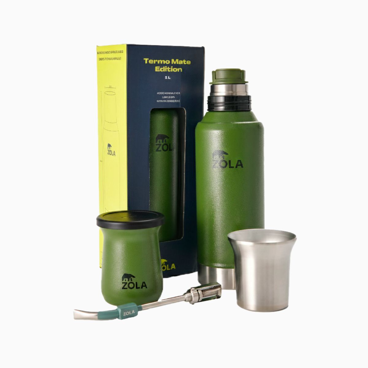 ZOLA OUTDOORS - Set de Mate Vaso + Bombilla + Termo 1000Ml Zola Outdoors Verde