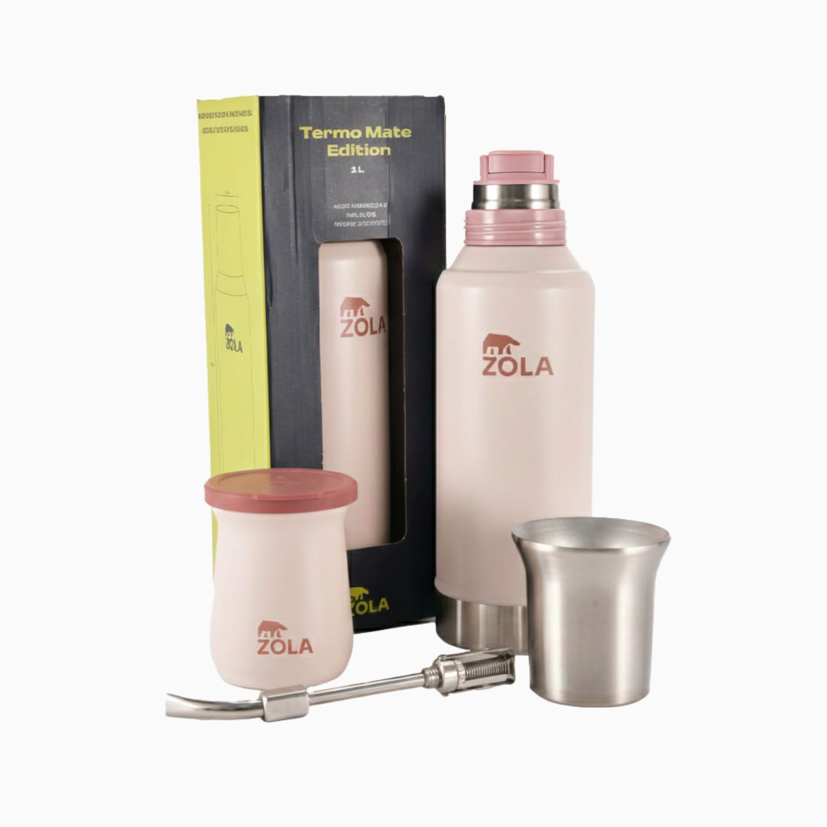 ZOLA OUTDOORS - Set de Mate Vaso + Bombilla + Termo 1000Ml Zola Outdoors Rosa