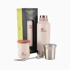 ZOLA OUTDOORS - Set de Mate Vaso + Bombilla + Termo 1000Ml Rosa