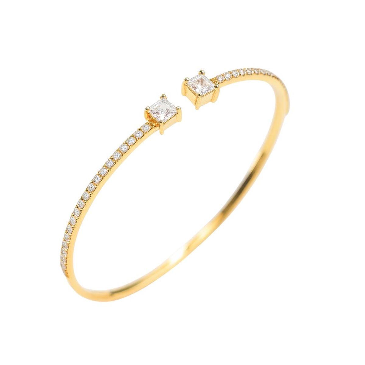 JOYAS LANDEROS - Pulsera Esclava Cristales Enchapada en oro de 18k 65mm Diámetro