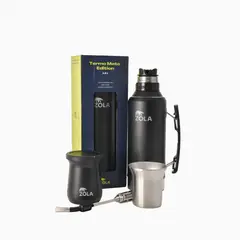 ZOLA OUTDOORS - Set de Mate Vaso + Bombilla + Termo 1200Ml Negro