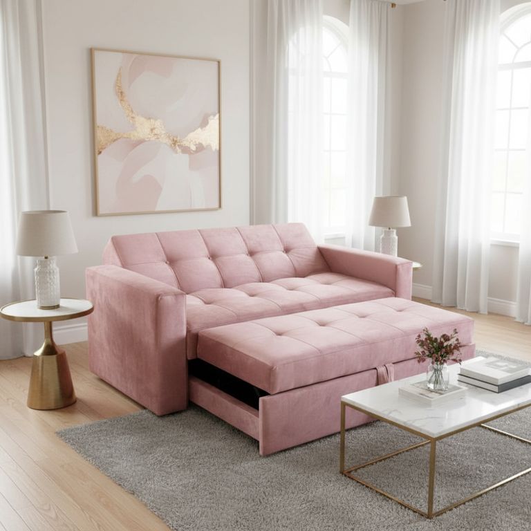 SOFA CAMA NOVUS TRES POSICIONES PALO ROSA FELPA