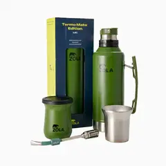 ZOLA OUTDOORS - Set de Mate Vaso + Bombilla + Termo 1200Ml Verde