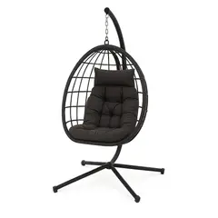 SPACE HOME - Reposera Colgante de Ratán Negra Resistente y Elegante para Exterior o Living