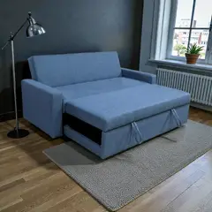 DISEÑOS VALESTRINI - SOFA CAMA MILANO TRES POSICIONES LINO AZUL