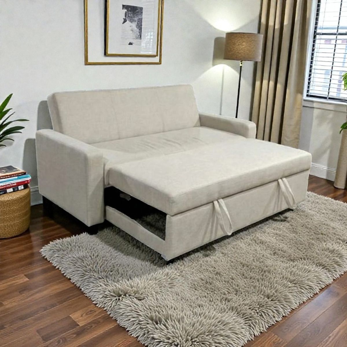 DISEÑOS VALESTRINI - SOFA CAMA MILANO TRES POSICIONES LINO BEIGE