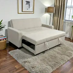 DISEÑOS VALESTRINI - SOFA CAMA MILANO TRES POSICIONES LINO BEIGE