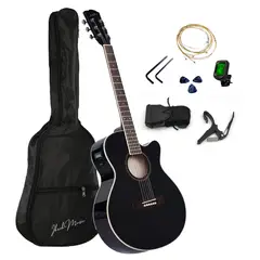 IBRAH - Guitarra Electroacustica Music 41 Pulgadas Funda + Accesorios