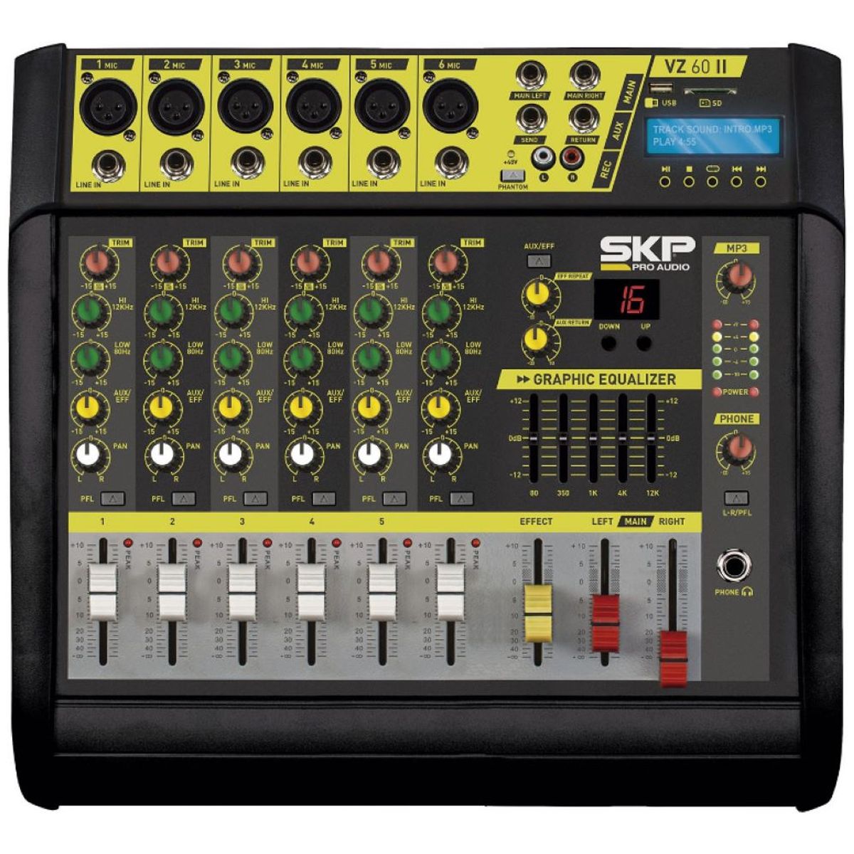 SKP - Consola Potenciada 6 Canales XLR SKP VZ 60II
