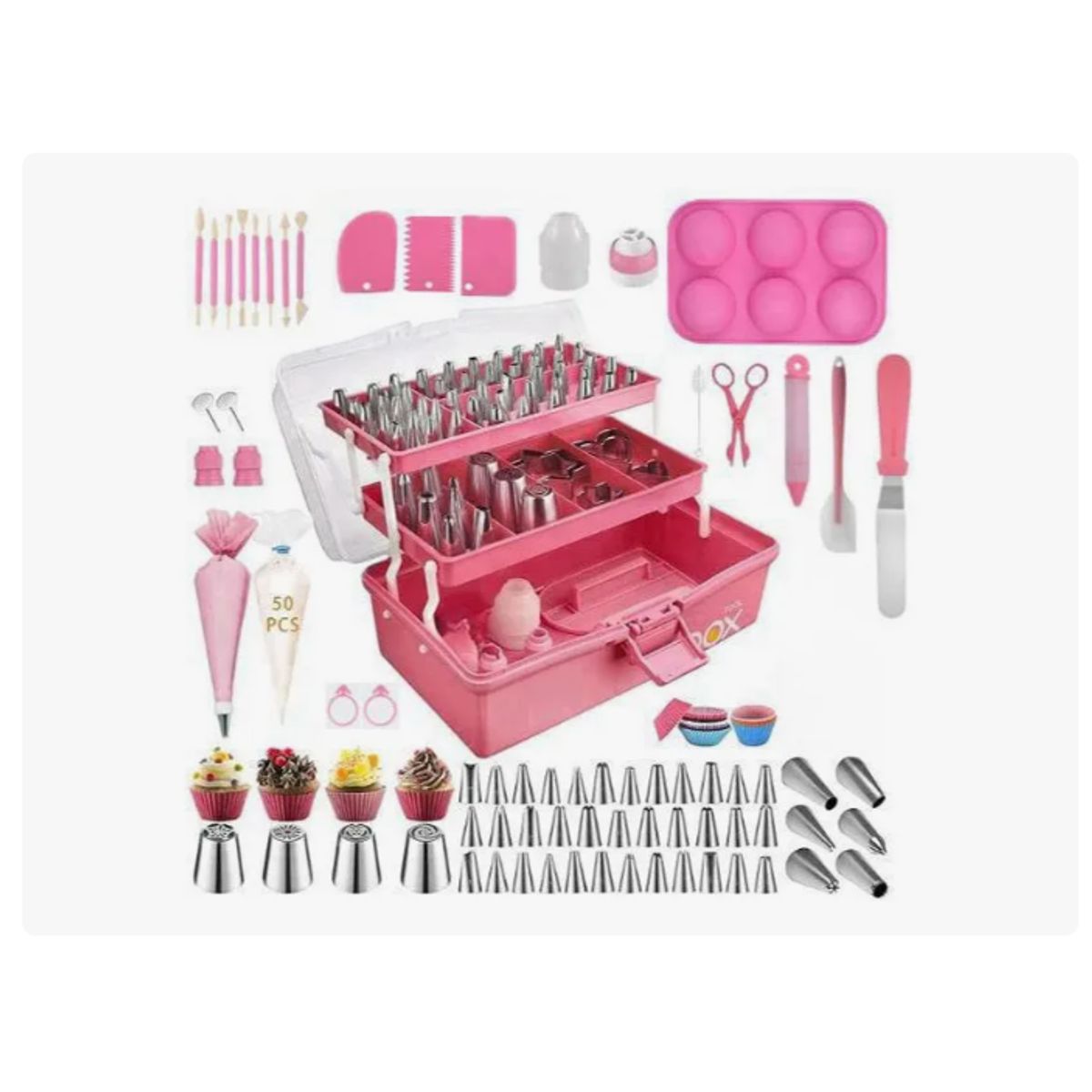 GENERICO - Set De Pasteleria Kit Decoración Para Reposteria 236pcs ROSA