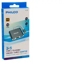 PHILCO - 3 EN 1 HUB TIPO C A HDMI + USB 30