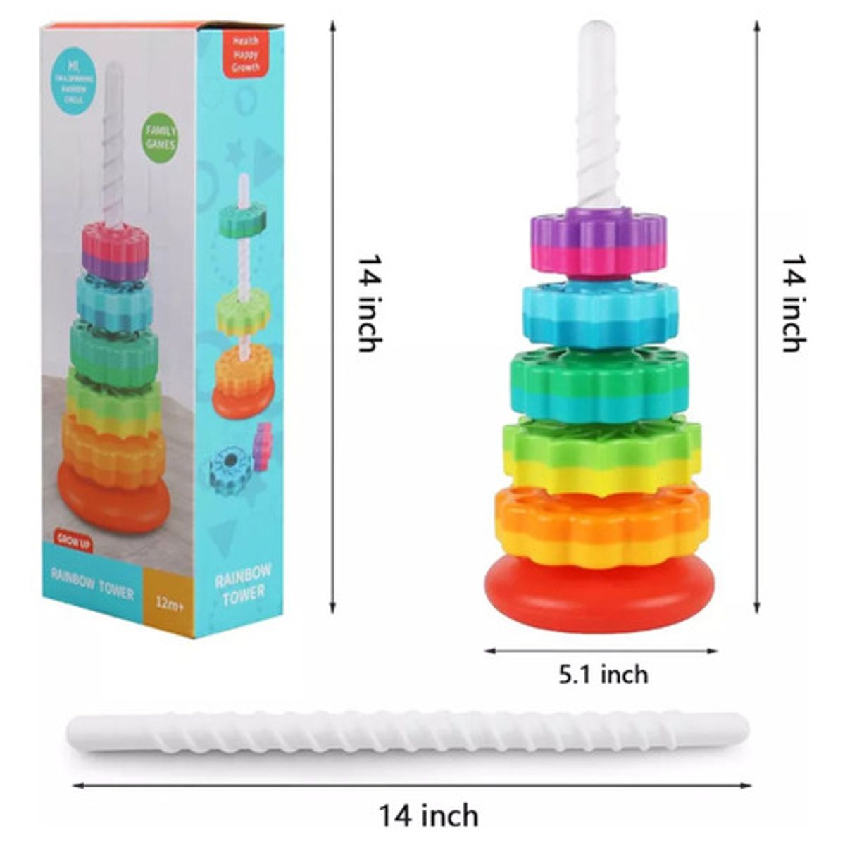 GENERICO - Juguetes Giratorios Apilables Torre Rainbow Juego Montessori