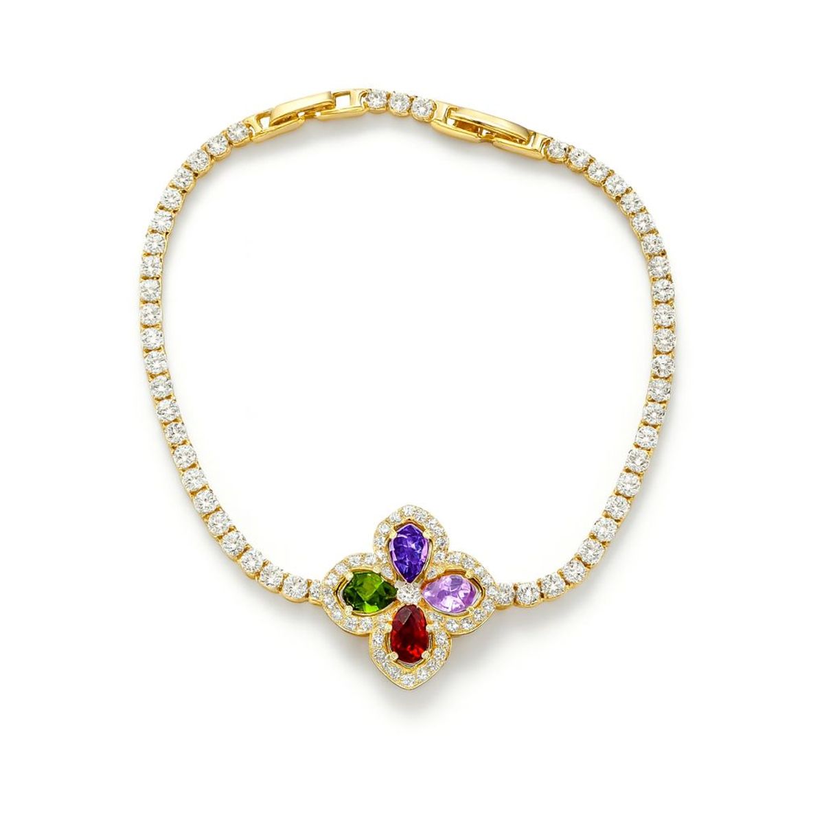JOYAS LANDEROS - Pulsera Trébol 4 hojas Doble Enchapada en oro de 18k 20cm