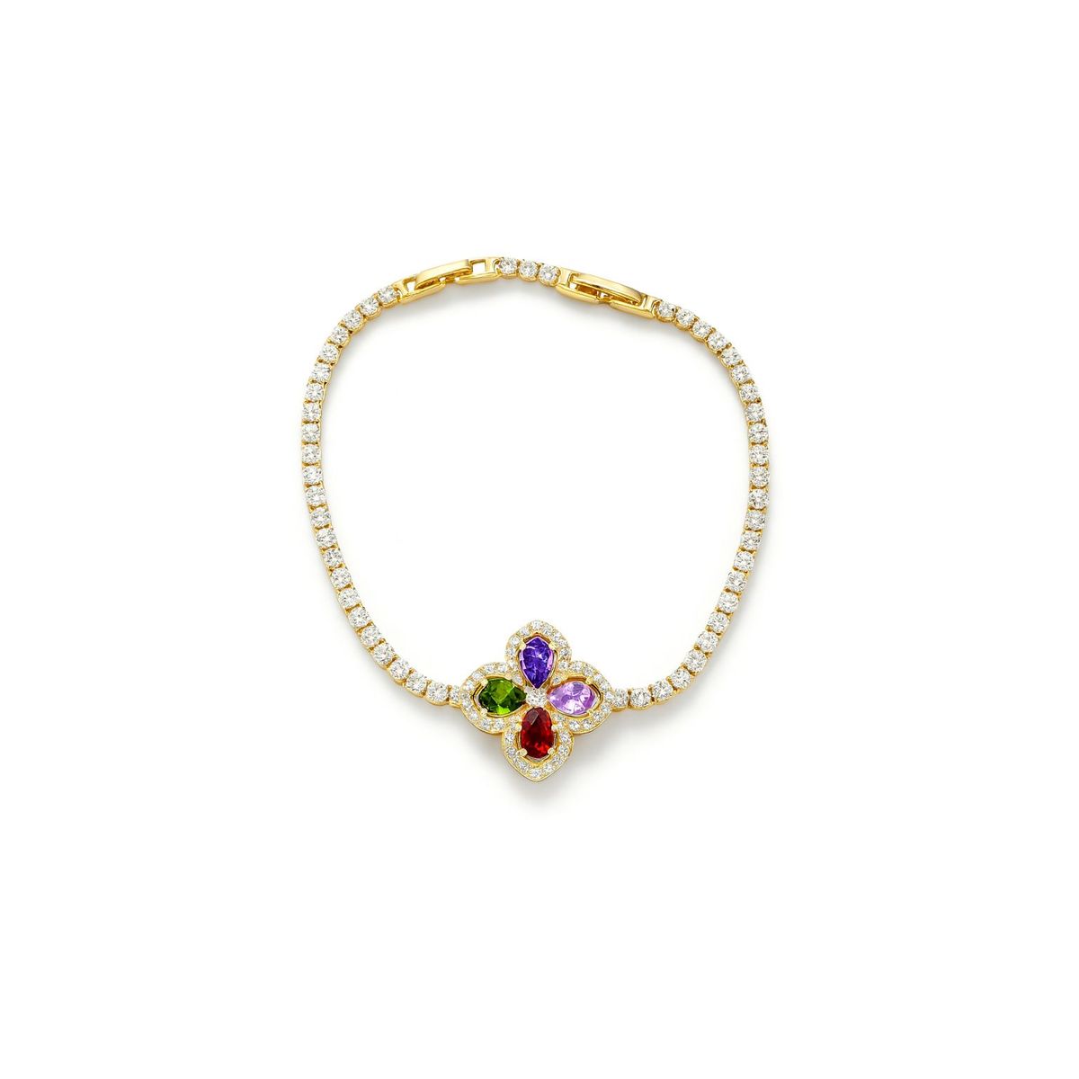 JOYAS LANDEROS - Pulsera Trébol 4 hojas Doble Enchapada en oro de 18k 20cm