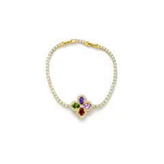 JOYAS LANDEROS - Pulsera Trébol 4 hojas Doble Enchapada en oro de 18k 20cm