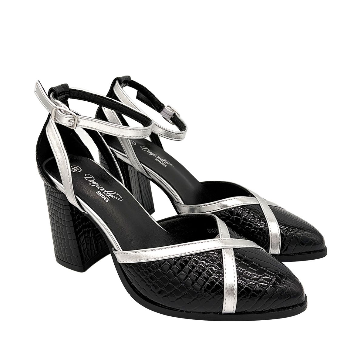 DINASTELLA - Zapato para mujer atado al tobillo, Negro Danicolle