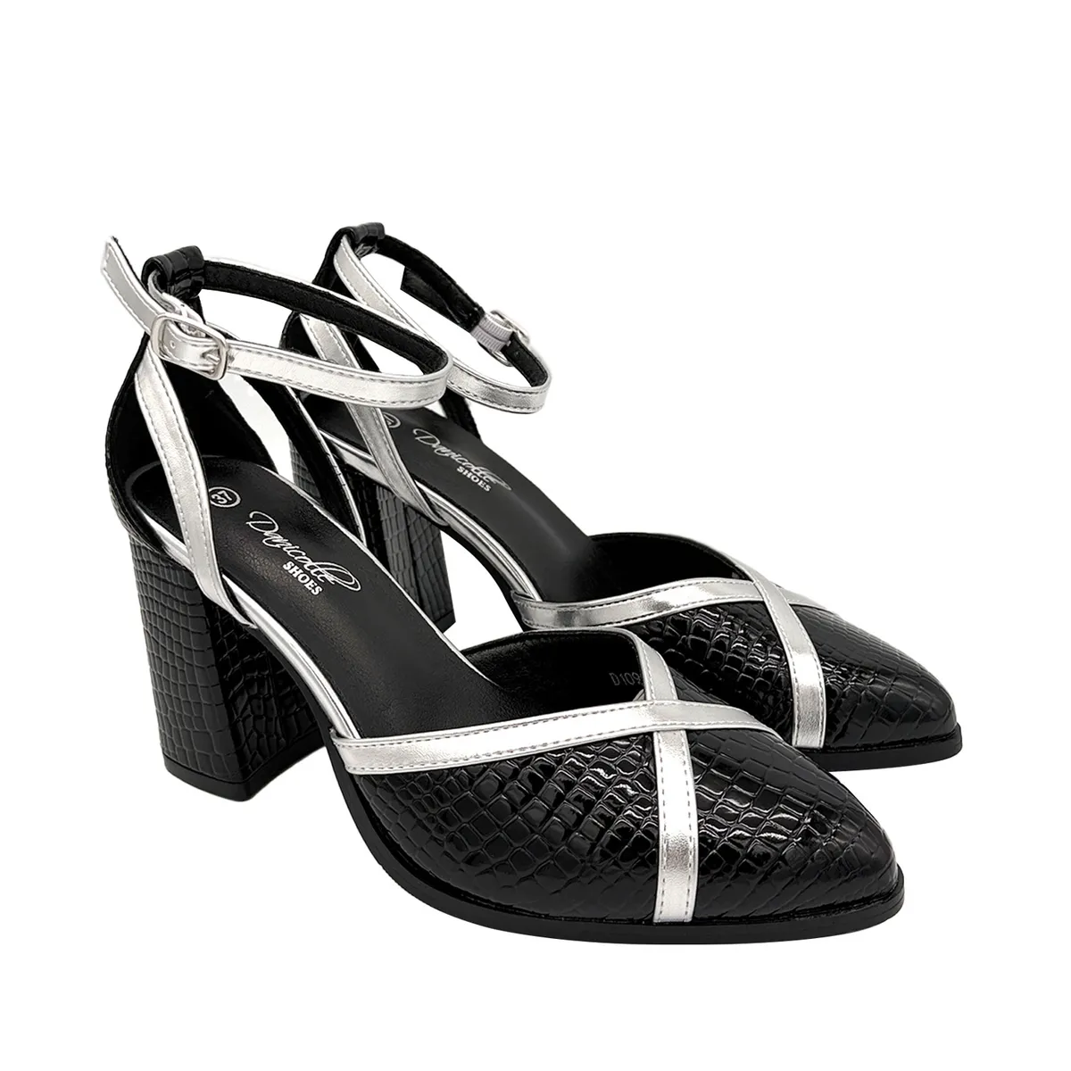 DINASTELLA - Zapato para mujer atado al tobillo, Negro Danicolle
