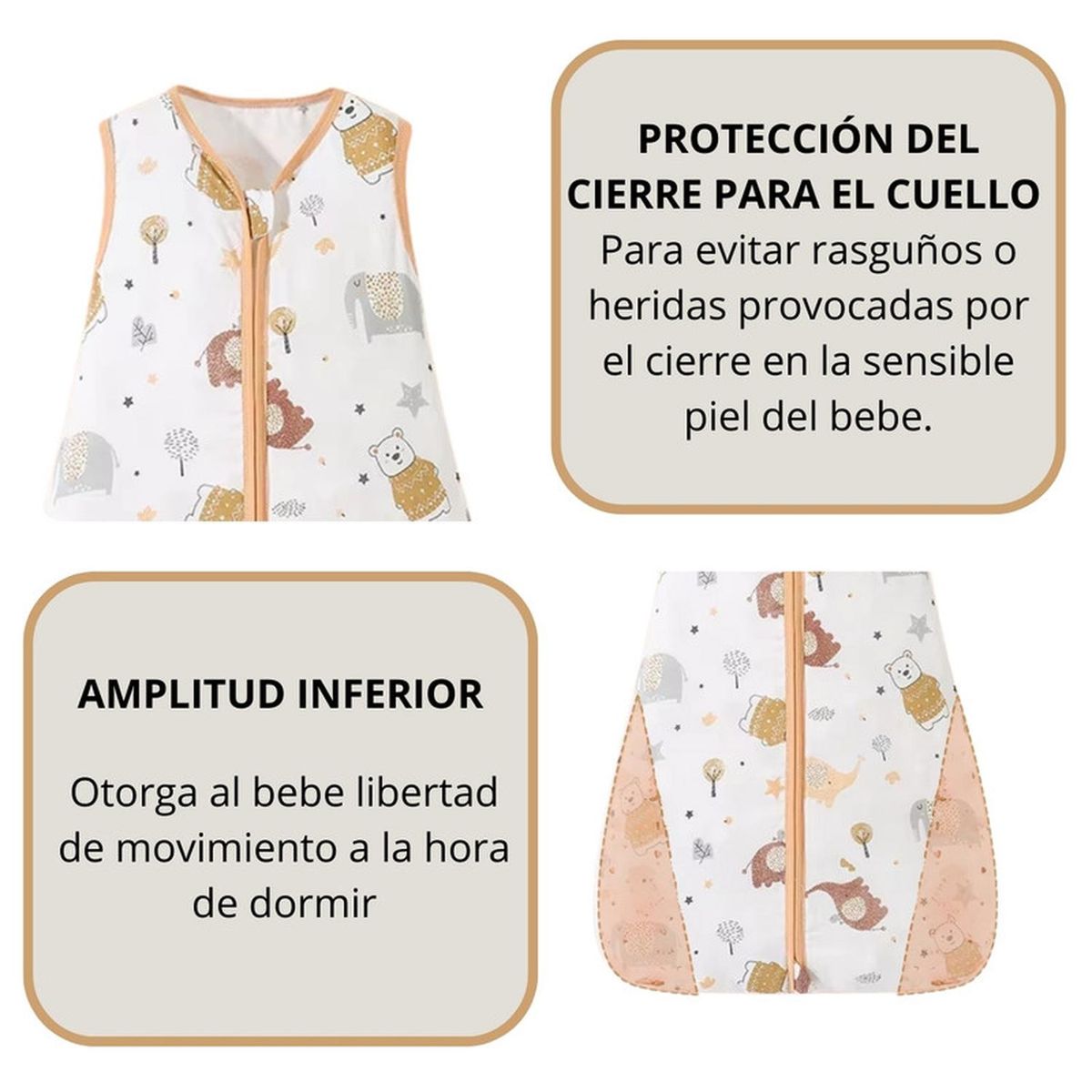 KIVARA - Saquito Dormir Bebe Tog 0,5 Algodon Ultraliviano Ositos