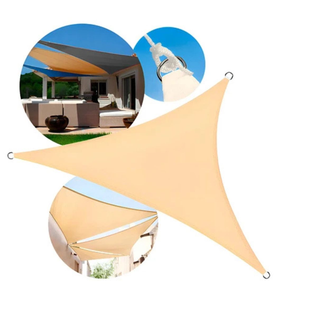 GENERICO - Toldo Vela Triangular Sombra Toldo Terraza 3x3x3m-BEIGE