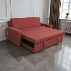 DISEÑOS VALESTRINI - SOFA CAMA MILANO TRES POSICIONES LINO ROJO