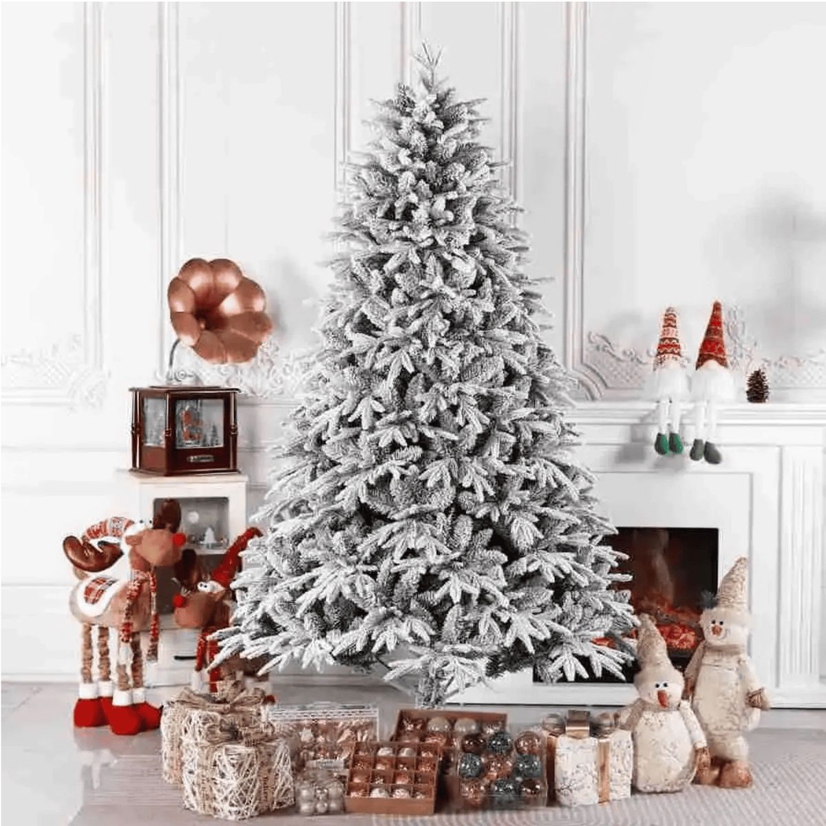 GENERICO - Arbol de Navidad 210 CM Nevado Hojita