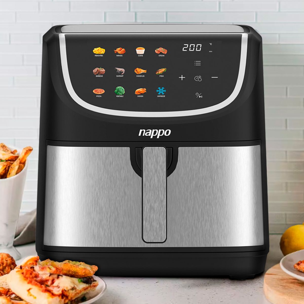 NAPPO - Freidora de Aire Nappo Digital 8 Litros 1800W Pantalla Touch