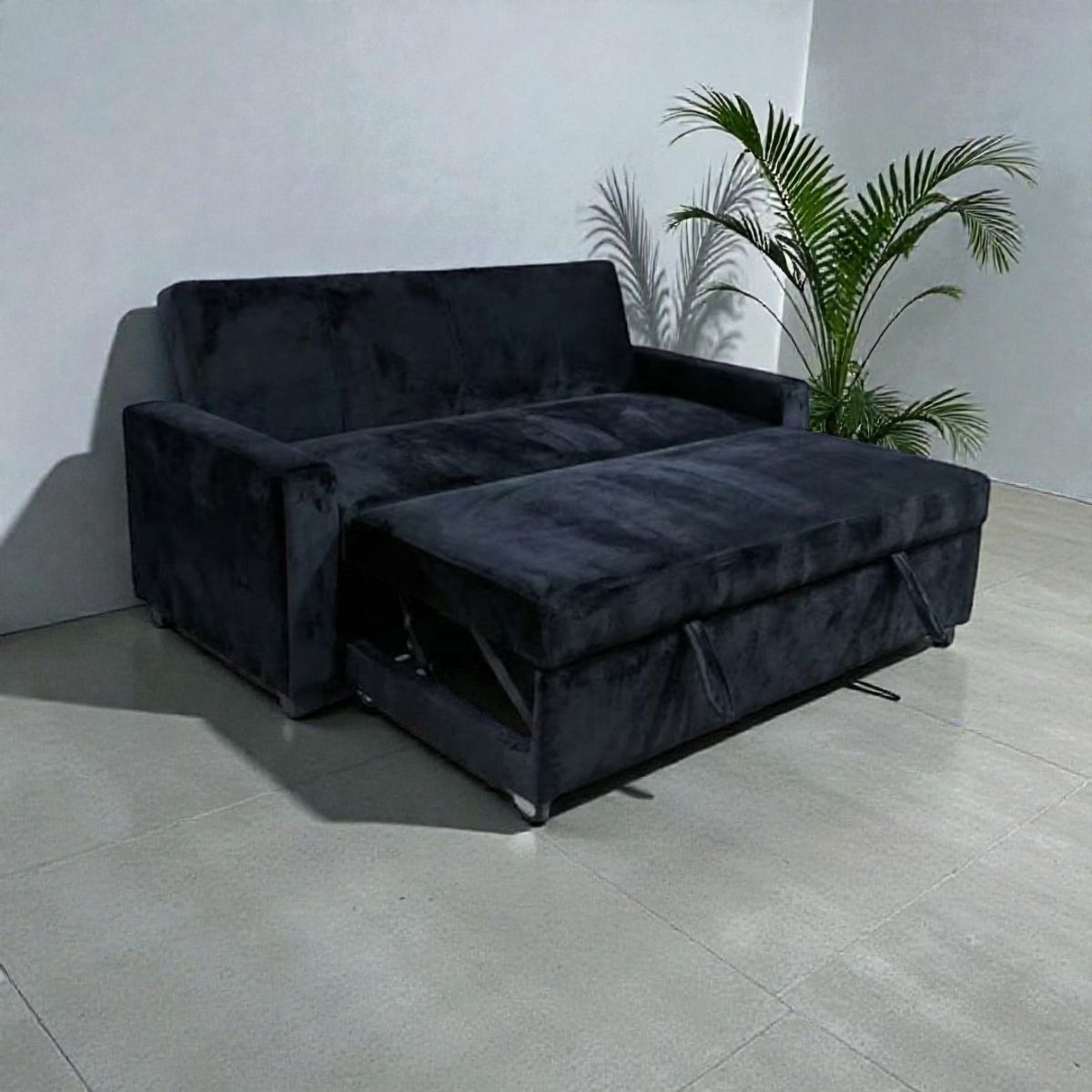 DISEÑOS VALESTRINI - SOFA CAMA MILANO TRES POSICIONES FELPA NEGRO