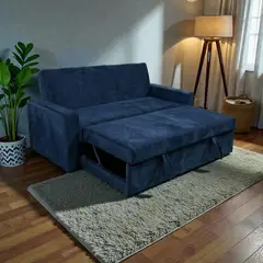 DISEÑOS VALESTRINI - SOFA CAMA MILANO TRES POSICIONES FELPA AZUL MARINO