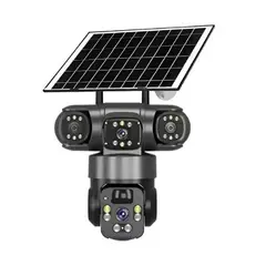 GENERICO - Camara Triple Exterior Wifi Solar Con Sensor De Movimiento Negro