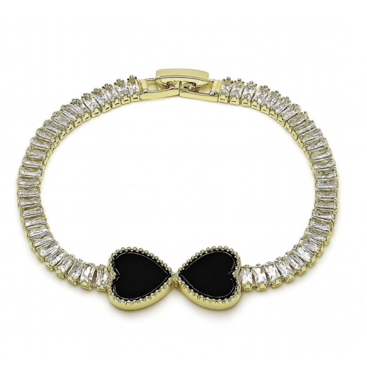 JOYAS LANDEROS - Pulsera Corazones Enchapada en oro de 18k 18cm