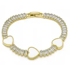 JOYAS LANDEROS - Pulsera Corazones Enchapada en oro de 18k 18cm