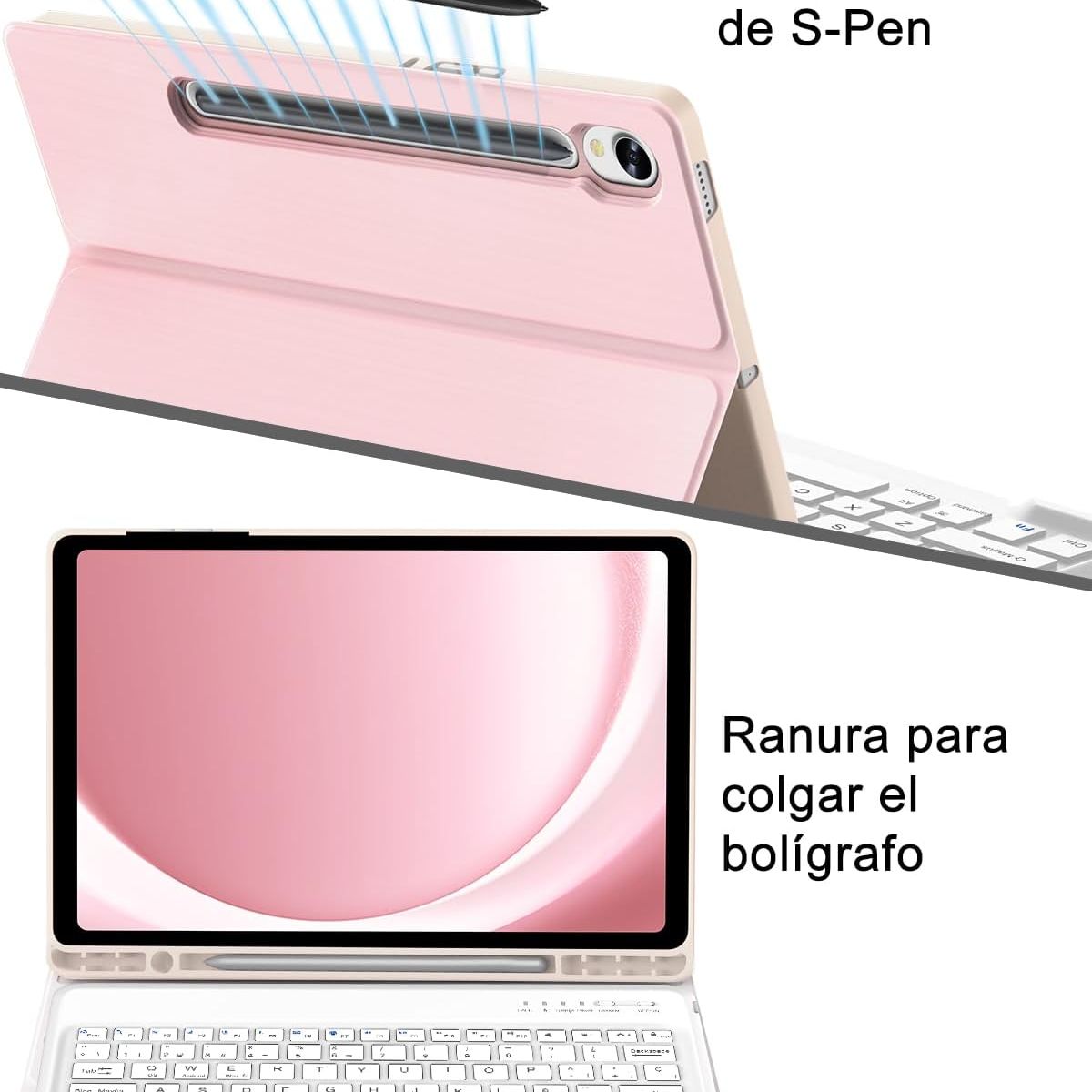 GENERICO - Funda Con Teclado Para Samsung Galaxy Tab S10 Fe Plus 13.1 Rosa Palo