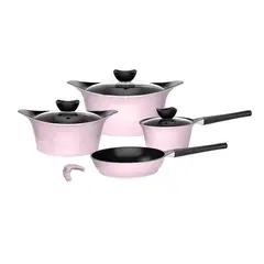 GENERICO - Batería Cocina Aluminio Fundido 7 piezas Fortis Pink