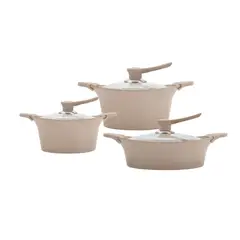 BOHLIER - Batería Cocina 6 Piezas Aluminio Fundido Beige 22